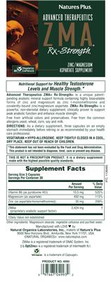 Photo of the Natures Plus Advanced Therapeutics ZMA Rx-Strength label