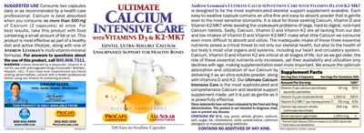 Photo of the ProCaps Laboratories Ultimate Calcium Intensive Care With Vitamins D3 & K2-MK7 label