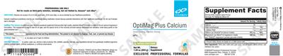 Photo of the XYMOGEN OptiMag Plus Calcium Natural Pear Flavor label
