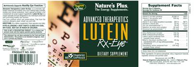Photo of the Nature's Plus Advanced Therapeutics Lutein Rx-Eye label