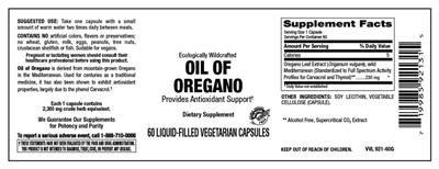 Photo of the Vitamer Laboratories Oil Of Oregano label
