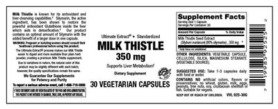 Photo of the Vitamer Laboratories Milk Thistle 350 mg label