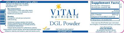 Photo of the Vital Nutrients DGL Powder label