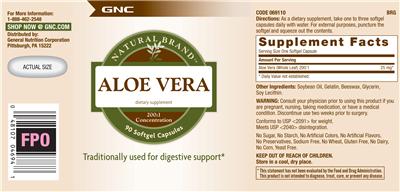 Photo of the GNC Natural Brand Aloe Vera 200:1 Concentration label