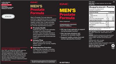 Photo of the GNC Men's Prostate Formula label