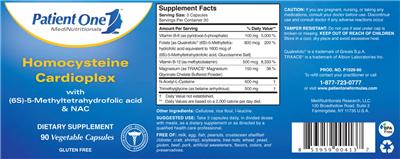Photo of the Patient One MediNutritionals Homocysteine Cardioplex label