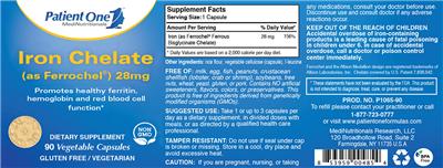 Photo of the Patient One MediNutritionals Iron Chelate (As Ferrochel) 28 mg label