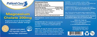 Photo of the Patient One MediNutritionals Magnesium Chelate 200 mg label