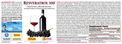 Photo of the ProCaps Laboratories Resveratrol 100 label