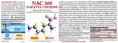 Photo of the ProCaps Laboratories NAC 500 N-Acetyl Cysteine label