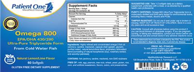 Photo of the Patient One 1 MediNutritionals Omega 800 Natural Lemon/Lime Flavor label