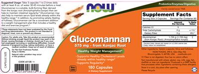 Photo of the NOW Glucomannan label