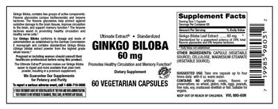 Photo of the Vitamer Laboratories Ginkgo Biloba 60 mg label