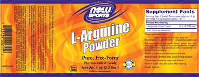 Photo of the NOW Sports L-Arginine Powder label