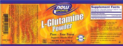 Photo of the NOW Sports L-Glutamine Powder label