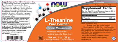 Photo of the NOW L-Theanine label