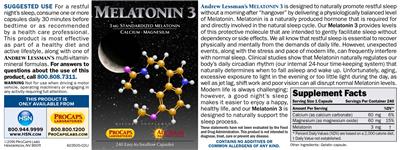 Photo of the ProCaps Laboratories Melatonin-3 label