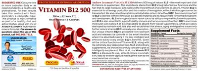 Photo of the ProCaps Laboratories Vitamin B12 500 label