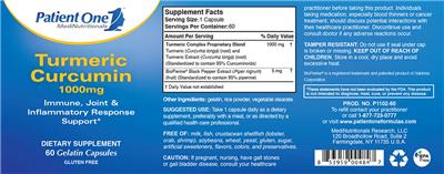 Photo of the Patient One MediNutritionals Turmeric Curcumin 1000 mg label
