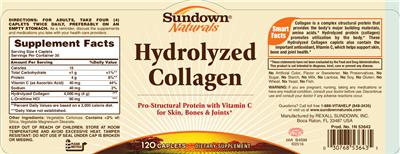 Photo of the Sundown Naturals Hydrolyzed Collagen label