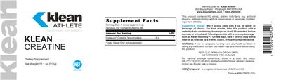 Photo of the Klean Athlete Klean Creatine label