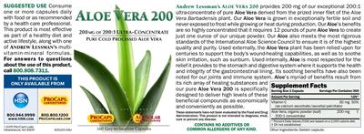 Photo of the ProCaps Laboratories Aloe Vera 200 label