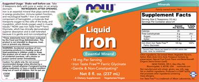 Photo of the NOW Liquid Iron label