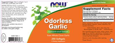 Photo of the NOW Odorless Garlic label