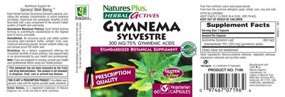 Photo of the Natures Plus Herbal Actives Gymnema sylvestre 300 mg label