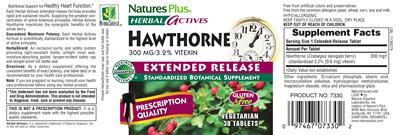 Photo of the Natures Plus Herbal Actives Hawthorne 300 mg Extended Release label