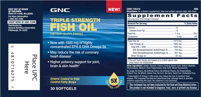Photo of the GNC Triple Strength Fish Oil label