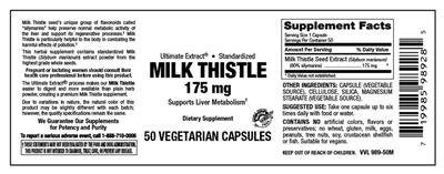 Photo of the Vitamer Laboratories Milk Thistle 175 mg label