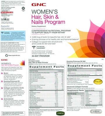 Photo of the GNC Women's Advanced Collagen Formula label