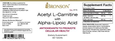 Photo of the Bronson Acetyl L-Carnitine With Alpha-Lipoic Acid label