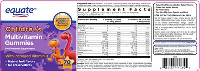 Photo of the Equate Children's Multivitamin Gummies label