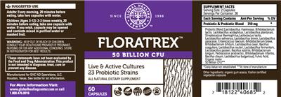Photo of the Global Healing Center Floratrex 50 Billion CFU label