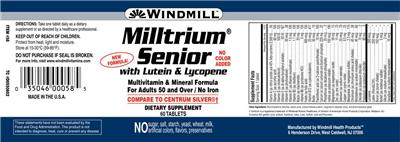 Photo of the Windmill Milltrium Senior with Lutein & Lycopene label