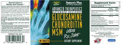 Photo of the Nature's Plus Advanced Therapeutics Extended Delivery Glucosamine Chondroitin MSM Ultra Rx-Joint label