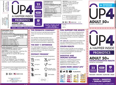 Photo of the UP4 Adult 50+ label