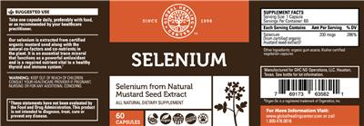 Photo of the Global Healing Center Selenium label