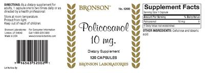 Photo of the Bronson Policosanol 10 mg label
