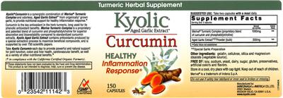 Photo of the Kyolic Kyolic Curcumin label