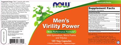 Photo of the NOW Men's Virility Power label