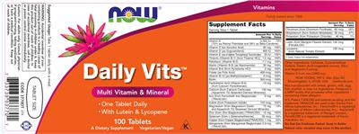 Photo of the NOW Daily Vits label