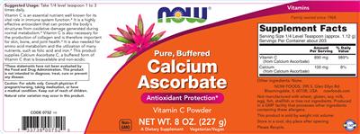 Photo of the NOW Pure, Buffered Calcium Ascorbate label