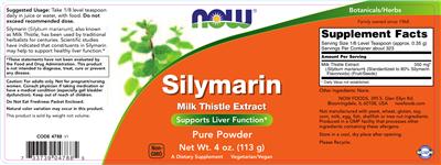 Photo of the NOW Silymarin label