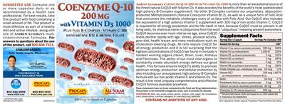 Coenzyme Q-10 200 mg With Vitamin D3 1000