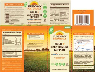 Photo of the Sundown Naturals Multi + Daily Immune Support label