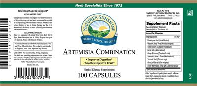 Photo of the Nature's Sunshine Artemisia Combination label