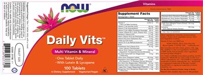 Photo of the NOW Daily Vits label